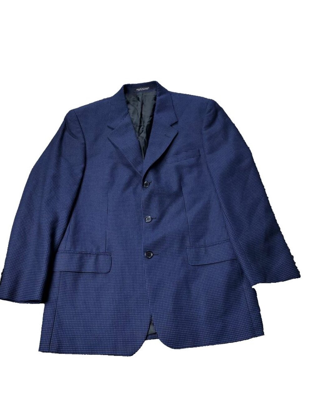 Joseph & Feiss Blazer Mens 38R Silk Wool Blue Suit Jacket Checkered
